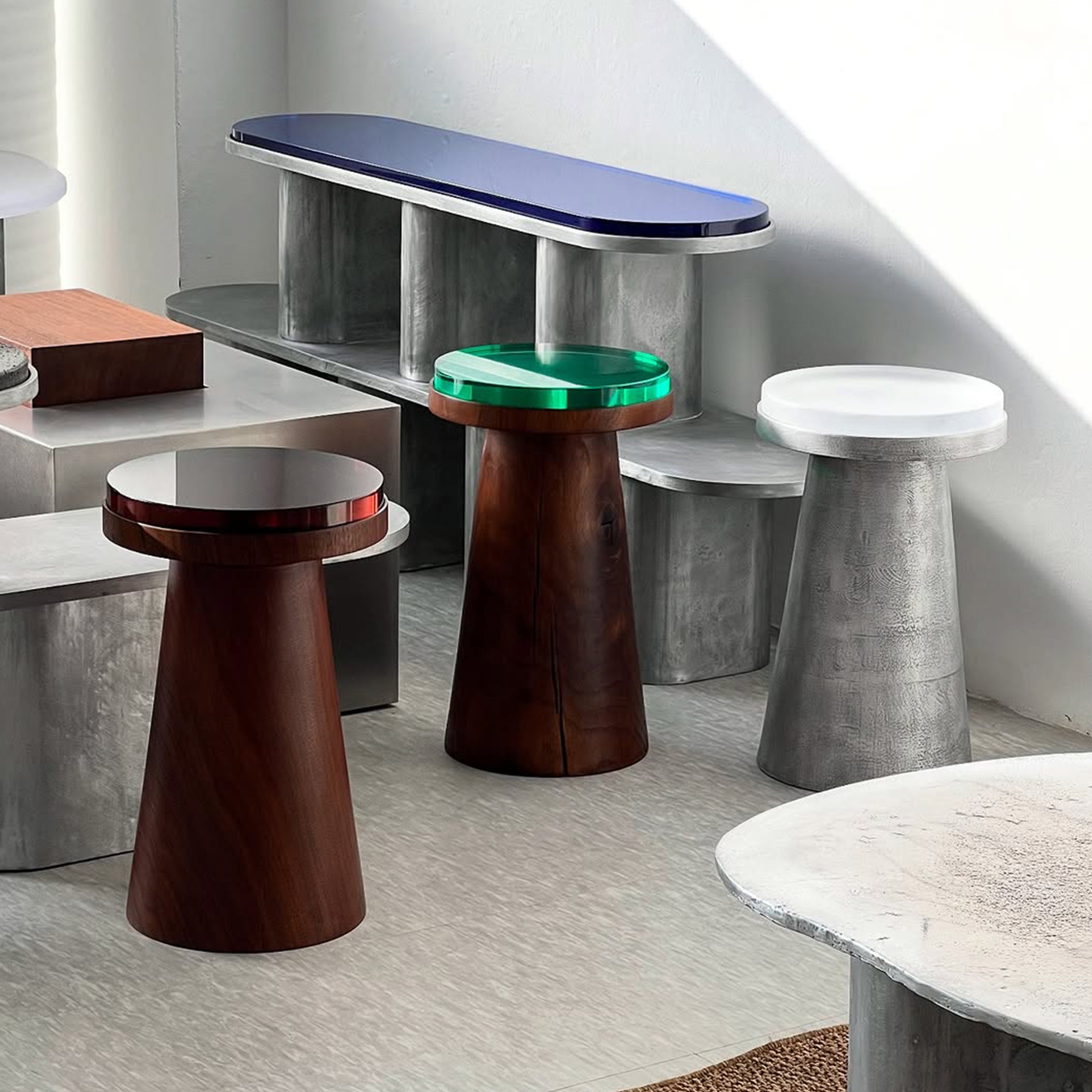 Material Container Stool - Brass