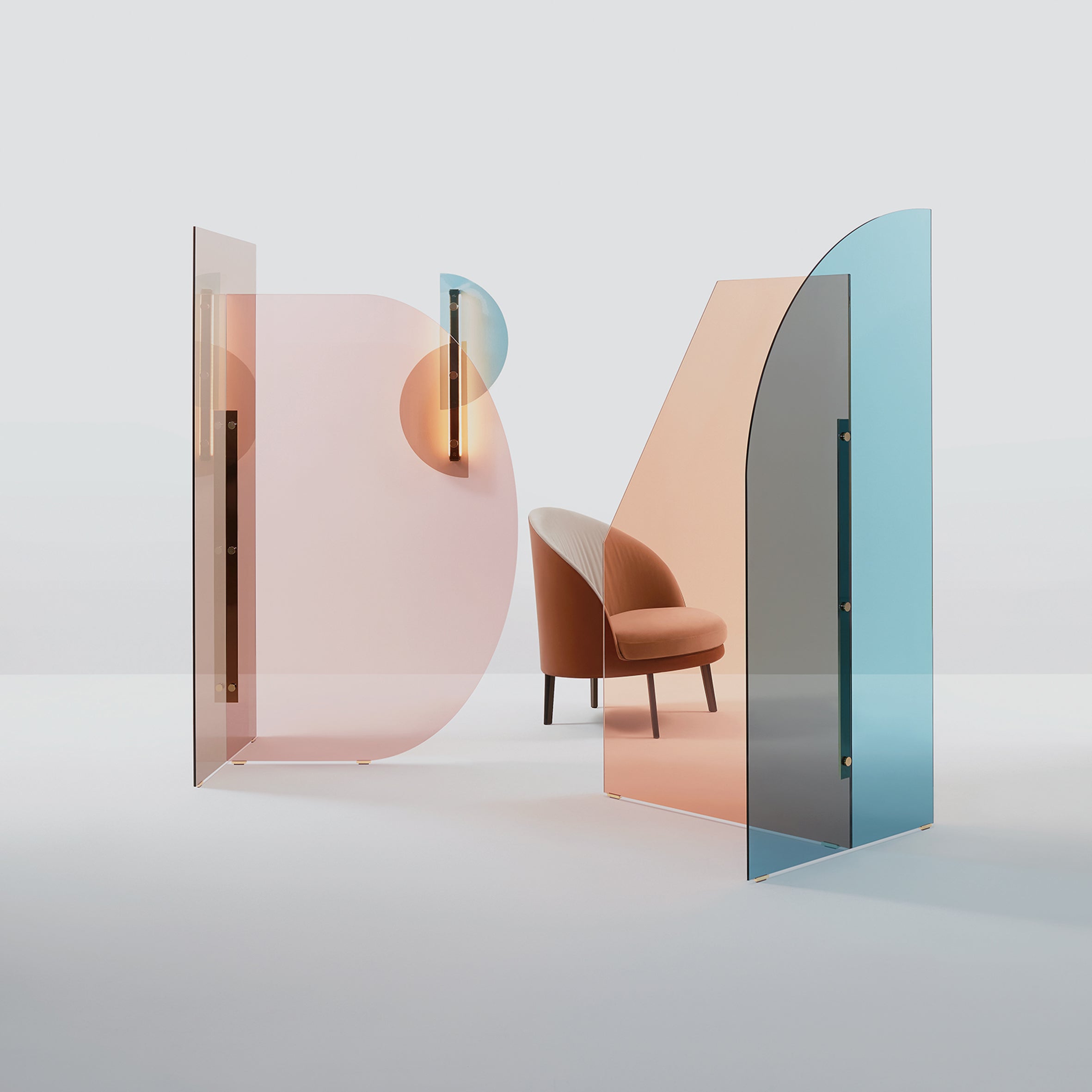 Vela Room Divider - Blue & Pink - Monologue London