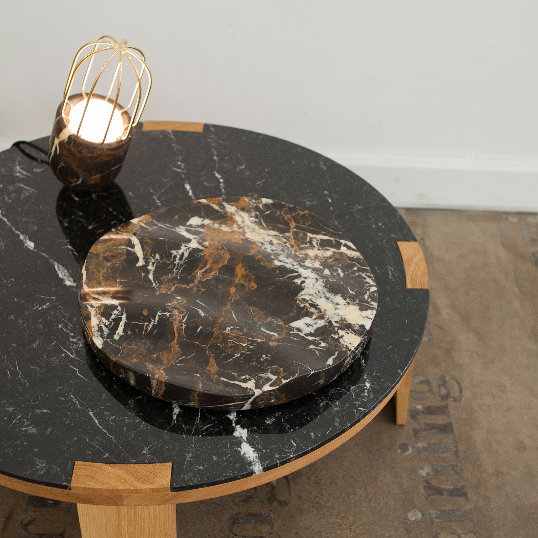 Ripple Fruit Bowl - Black & Gold Marble - Monologue London