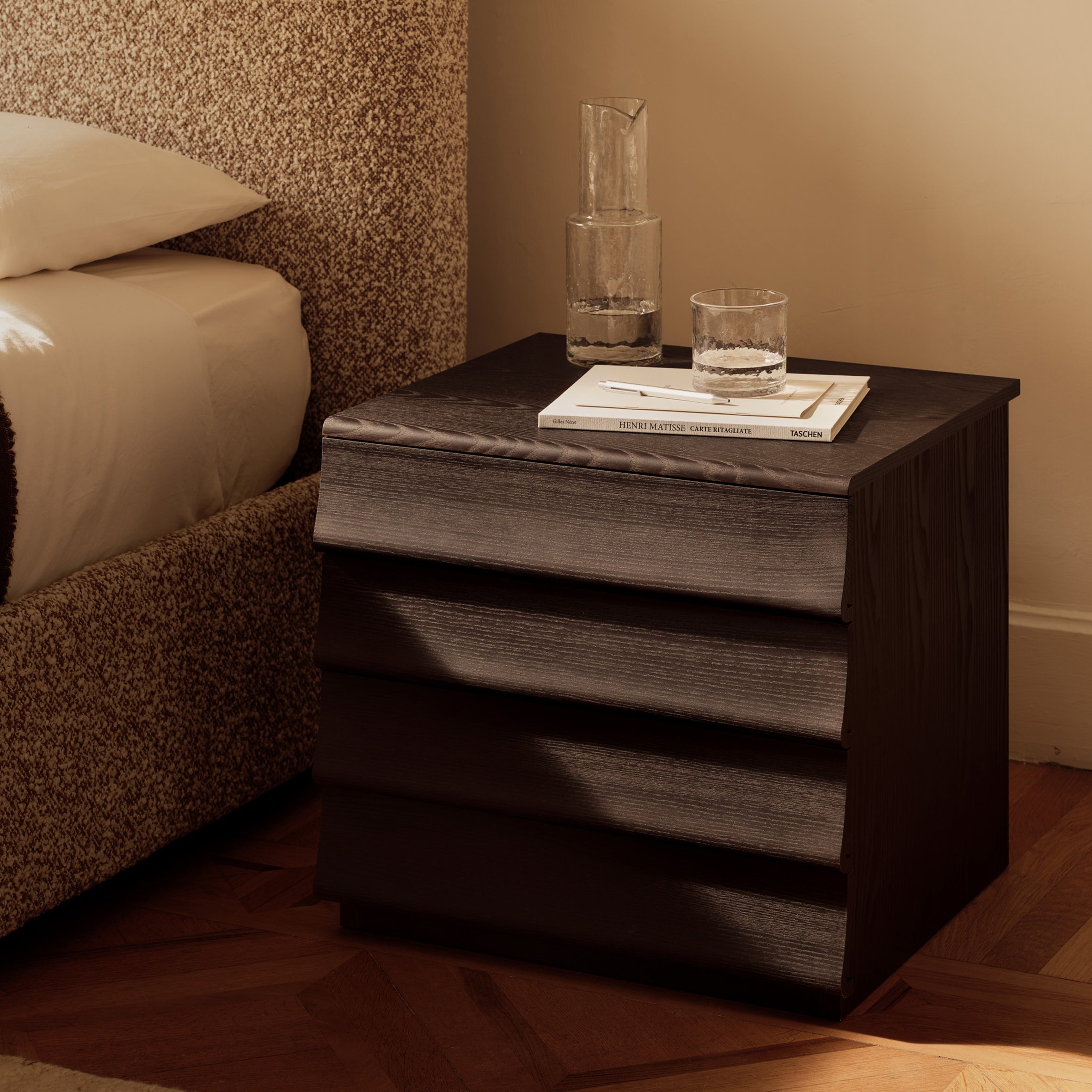 Rideaux Three-Drawer Bedside Table