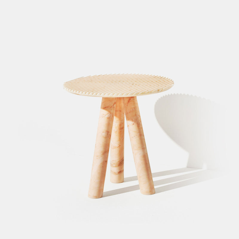 Rabbet Side Table - Rosa del Portogallo Marble - Monologue London